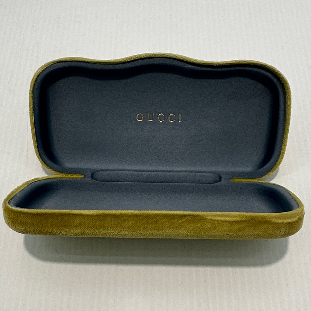 Gucci Olive Green Velvet Eyewear Case with Gold Logo